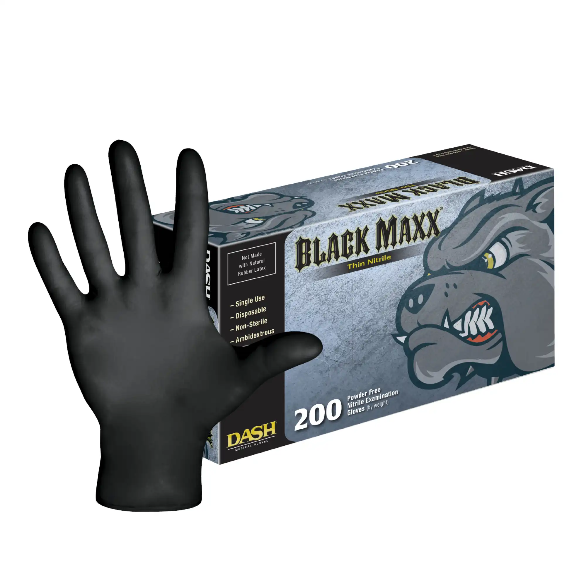 Black Maxx Nitrile Exam Gloves, Thin, Powder-Free, Large, 200/Box, BMNT200L image
